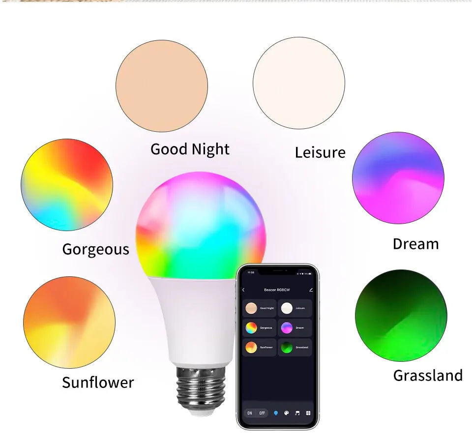 Ampoule LED WiFi intelligente E27 RGB, application Cozylife, ampoules à intensité variable, fonctionne avec Alexa Google Home, commande vocale, lampe LED magique