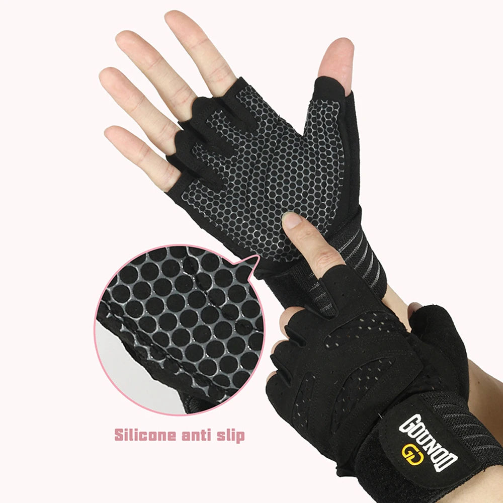 1 paire de gants d'entraînement pour hommes et femmes, gants de musculation rembourrés avec Support d'enveloppe, Protection complète du paume, poignée pour salle de sport Tr