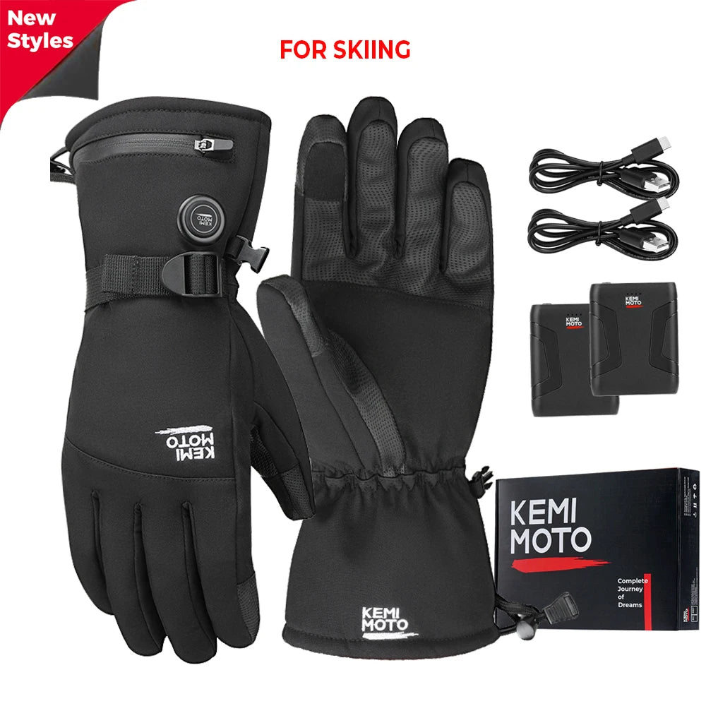 KEMIMOTO ski gants chauffants hiver gants chauffants pour motoneige chaud imperméable Rechargeable chauffage thermique Moto gants