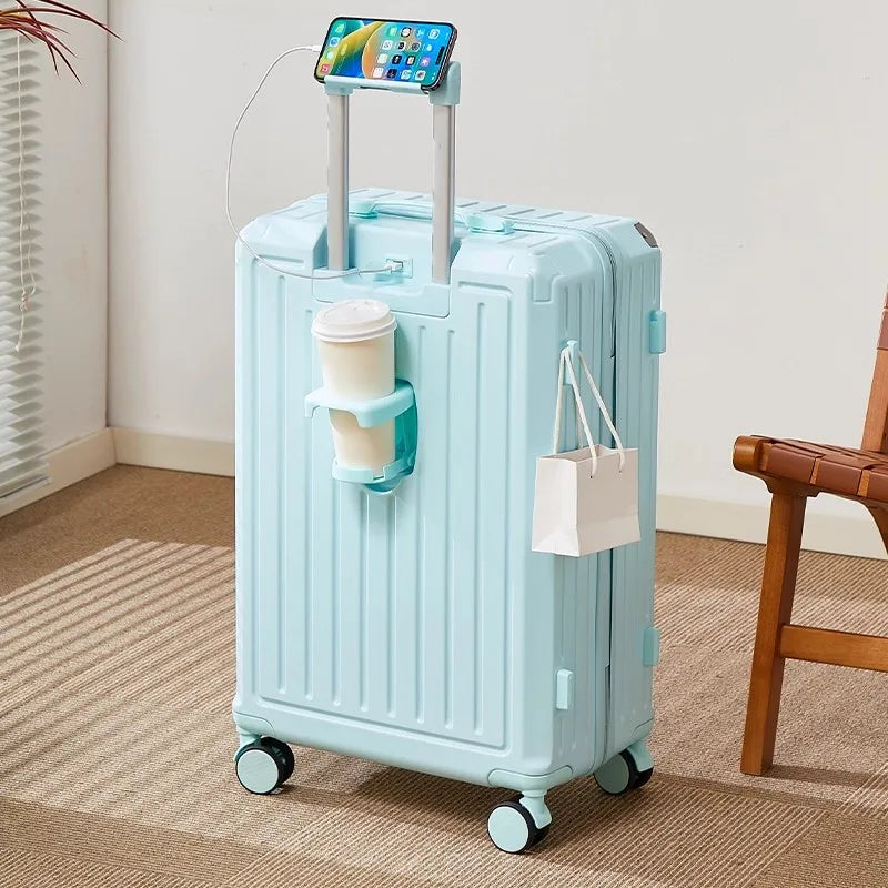 Bagage multifonctionnel pour femmes, valise d'embarquement 20 en voyage, mot de passe, boîte en cuir, roues silencieuses épaisses, nouvelle collection 2025