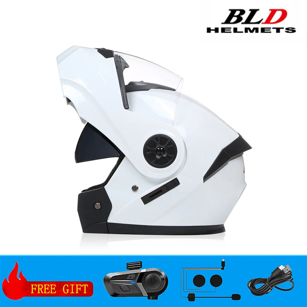 BLD Casque modulaire de moto rabattable Design intégral double visière antibuée léger durable matériau ABS Moto Racing Street