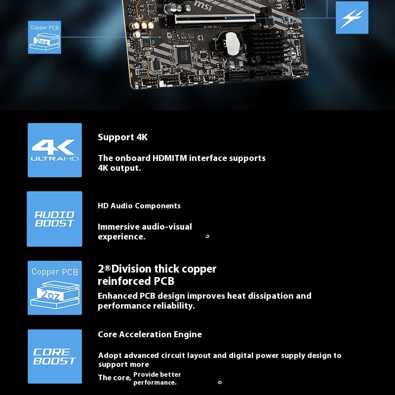 64GB PCI-E 4.0 1x PCI-E 4.0/3.0x16 emplacement USB3.2 bricolage ordinateur de jeu carte mère MSI B550M-A PRO AMD B550 AM4 DDR4-4600MHz (OC)