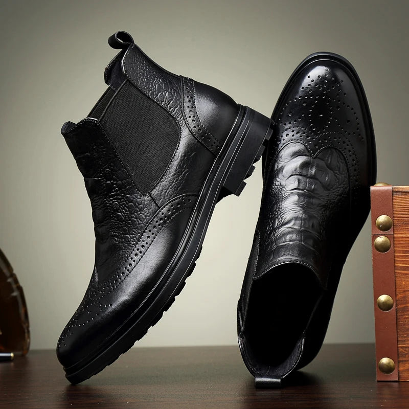 Bottes de style britannique en cuir véritable pour hommes, bottes de rinçage élégantes, mode, chaussures de marche hautes, nouveau design, bottes de moto