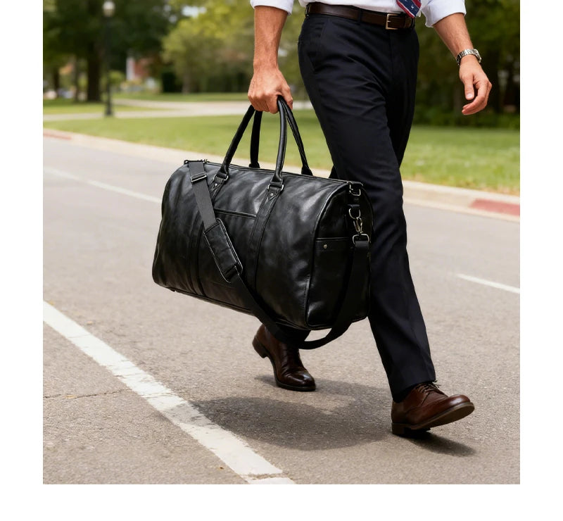 2025 nouveaux hommes grande capacité en cuir étanche week-end voyage affaires Convertible costume sac 2 en 1 main bagage à main sac