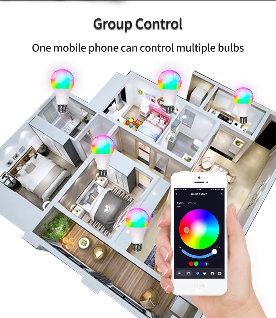 Ampoule LED WiFi intelligente E27 RGB, application Cozylife, ampoules à intensité variable, fonctionne avec Alexa Google Home, commande vocale, lampe LED magique