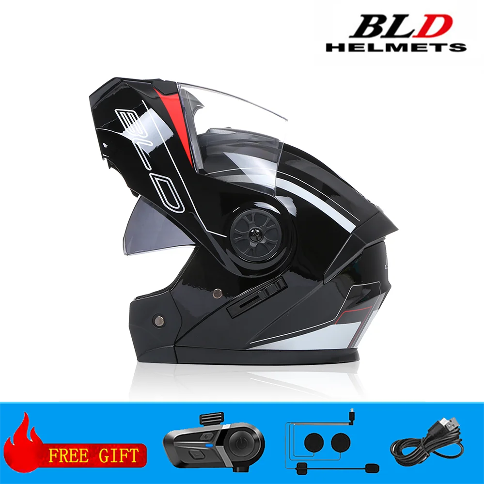 BLD Casque modulaire de moto rabattable Design intégral double visière antibuée léger durable matériau ABS Moto Racing Street