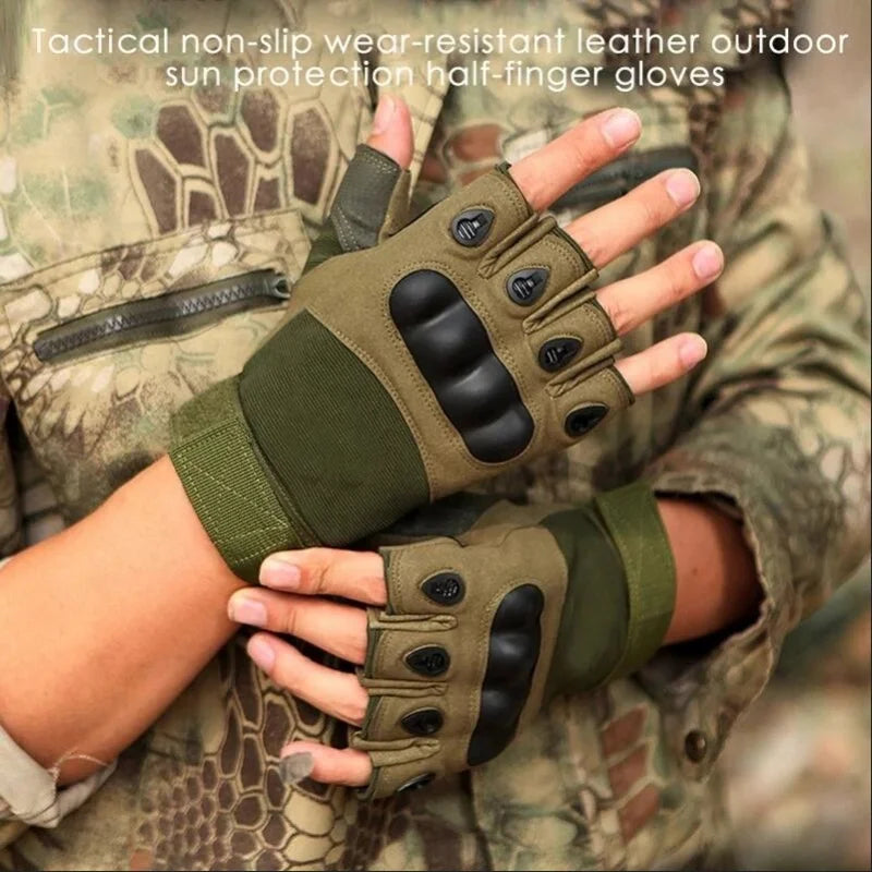 Gants demi-doigt pour hommes, mitaines militaires d'extérieur, sports de tir, chasse, airsoft, moto, cyclisme