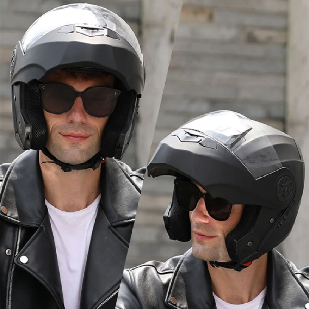 BLD Casque modulaire de moto rabattable Design intégral double visière antibuée léger durable matériau ABS Moto Racing Street