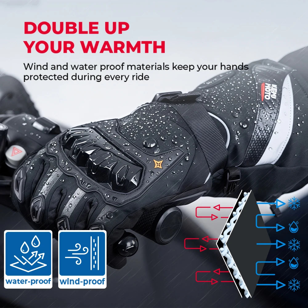 KEMIMOTO ski gants chauffants hiver gants chauffants pour motoneige chaud imperméable Rechargeable chauffage thermique Moto gants
