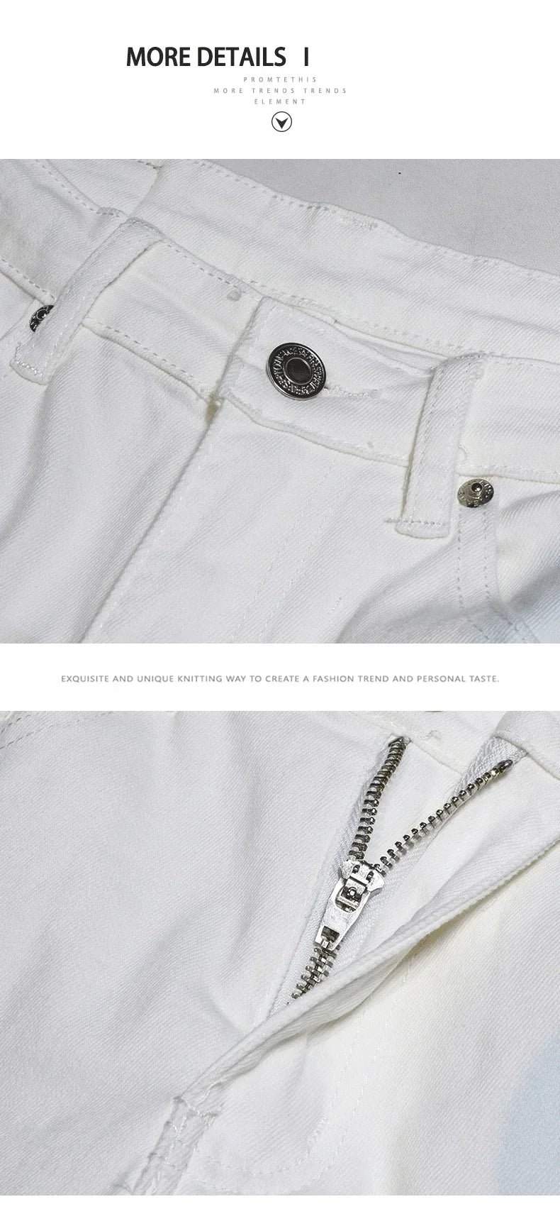 Jeans troués déchirés pour hommes, pantalons masculins blancs, streetwear confortable, denim, mode harem, tout match, commande, fjwear, nouveau