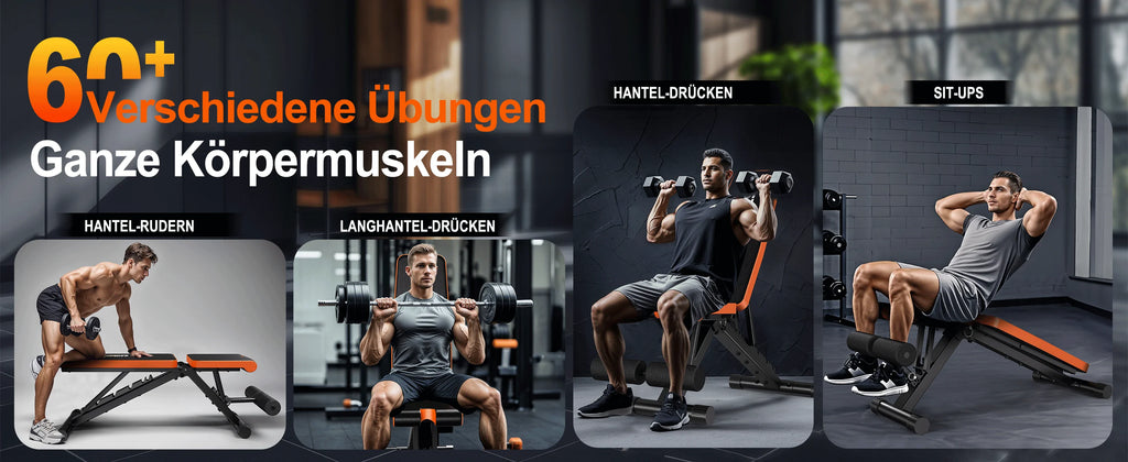 Banc de musculation pliable et réglable, banc d'entraînement multifonctionnel pour la maison avec une capacité de charge de 400 kg, banc incliné 4 en 1 (A200)