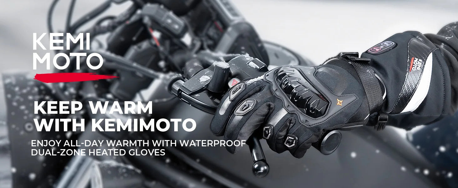 KEMIMOTO ski gants chauffants hiver gants chauffants pour motoneige chaud imperméable Rechargeable chauffage thermique Moto gants