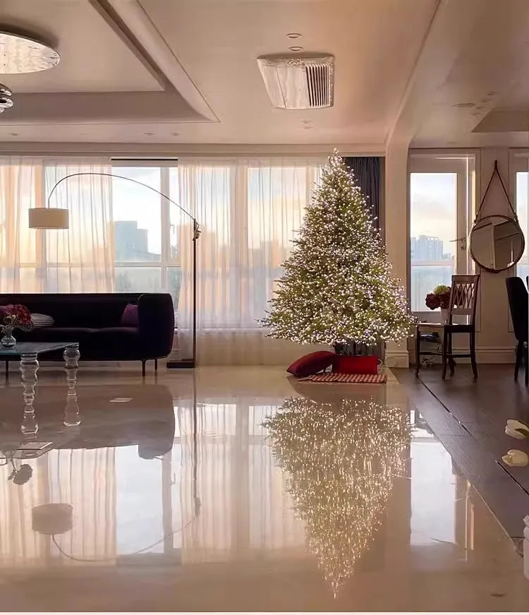 Arbre de noël PE de qualité supérieure, décor de vacances de luxe pour la maison, grand affichage festif scintillant, décoration d'ambiance d'arbre de noël, 2025
