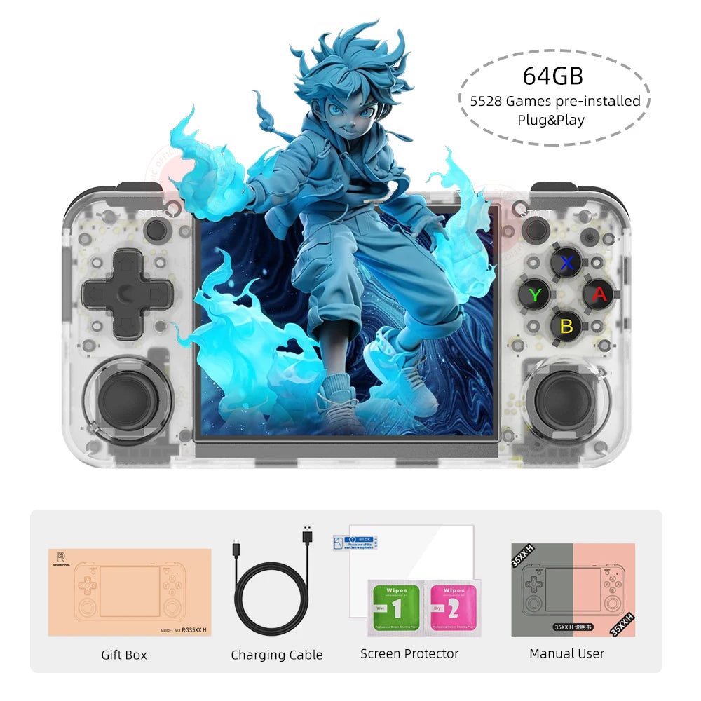 ANBERAlfred-Consoles portables RG35XX H pour jeux vidéo, lecteur de jeu rétro, écran IPS 3.5*640, 480 pouces, 3300 mAh, plus de 5000 jeux