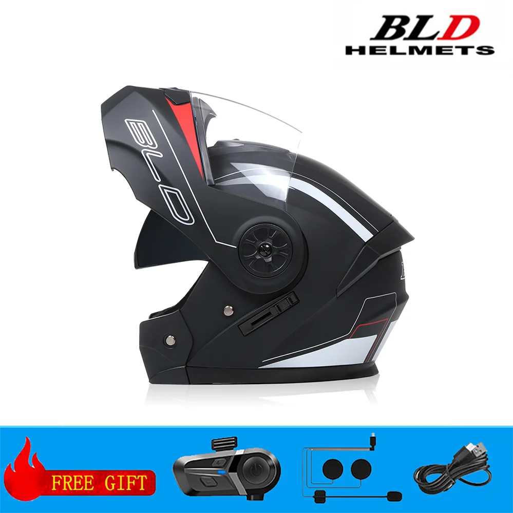 BLD Casque modulaire de moto rabattable Design intégral double visière antibuée léger durable matériau ABS Moto Racing Street