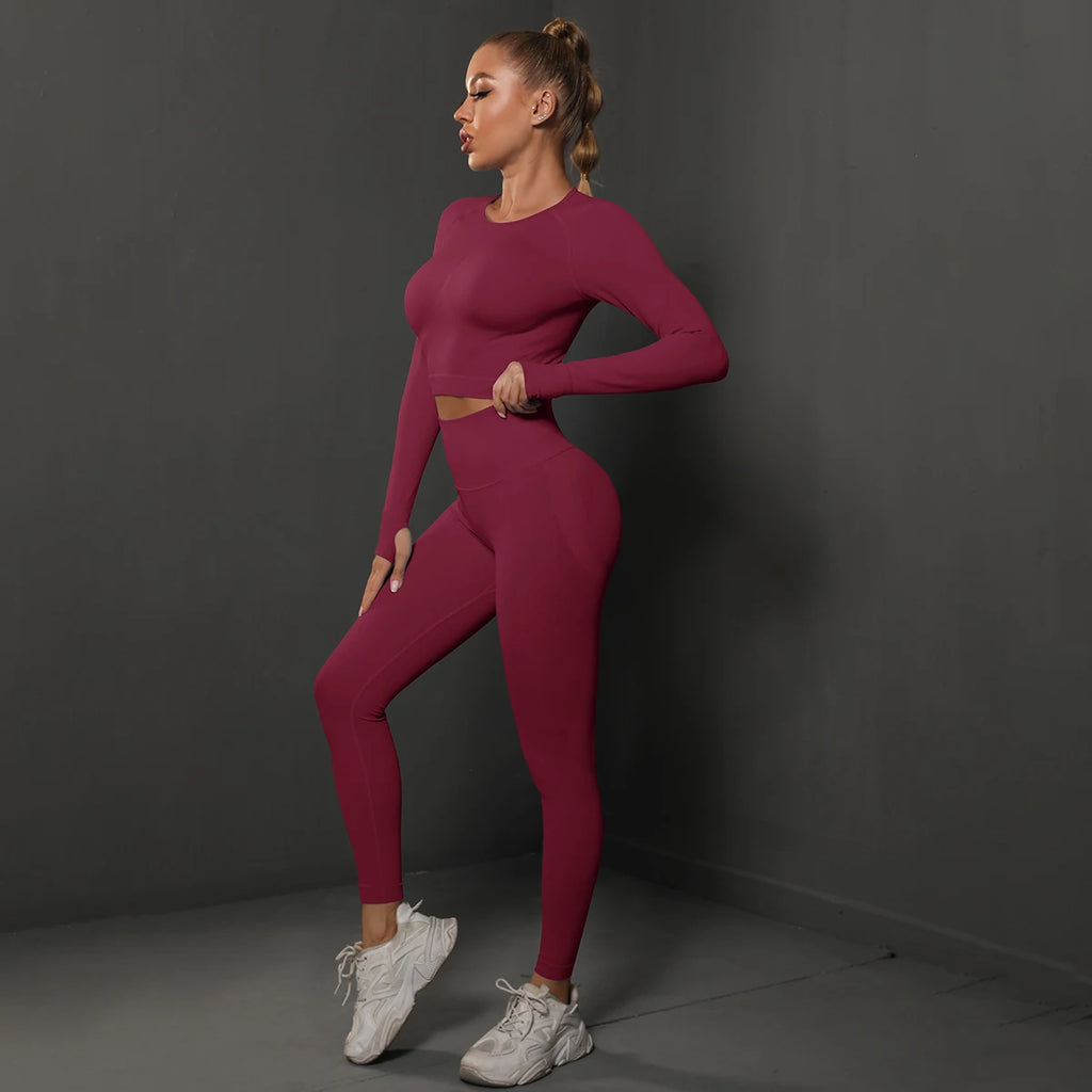 Ensemble de Yoga sans couture, haut court, Leggings taille haute, costumes pour femmes, vêtements d'entraînement de haute qualité, Fitness, ensemble deux pièces pour femmes