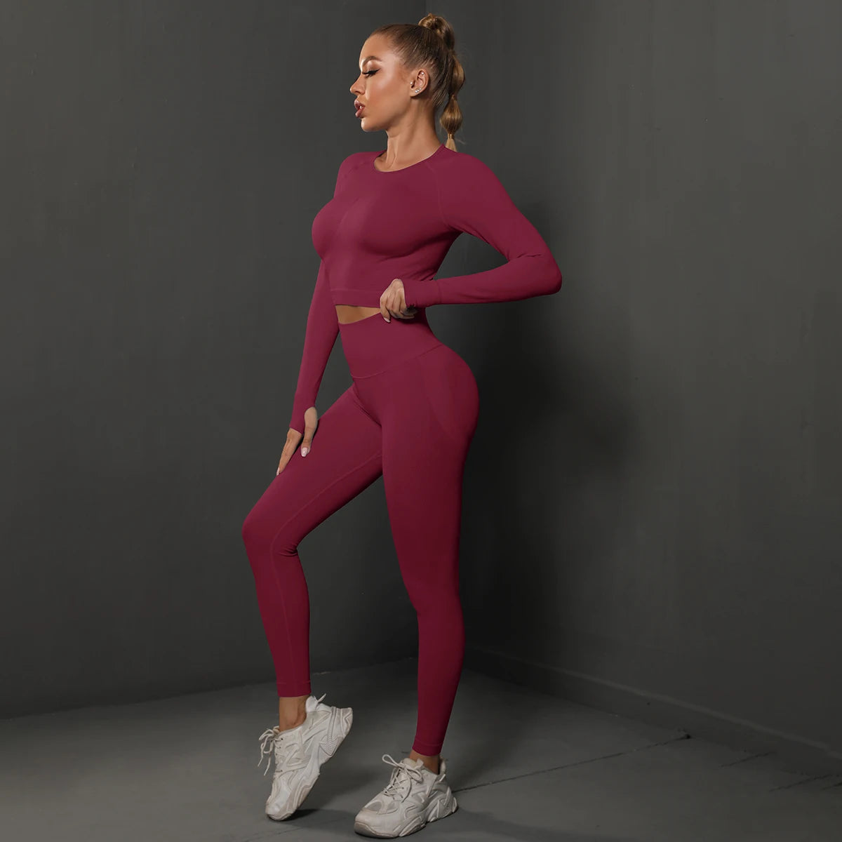 Ensemble de Yoga sans couture, haut court, Leggings taille haute, costumes pour femmes, vêtements d'entraînement de haute qualité, Fitness, ensemble deux pièces pour femmes