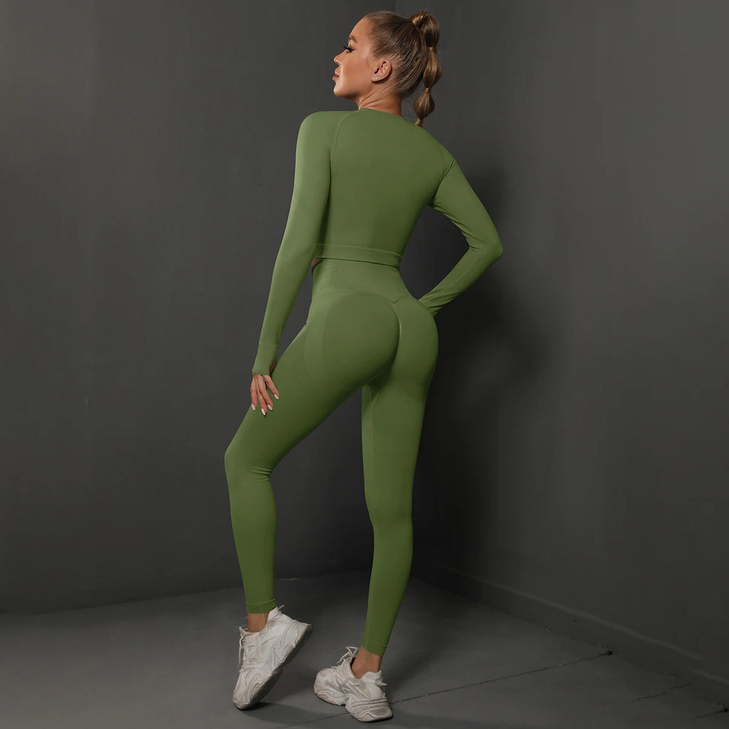 Ensemble de Yoga sans couture, haut court, Leggings taille haute, costumes pour femmes, vêtements d'entraînement de haute qualité, Fitness, ensemble deux pièces pour femmes