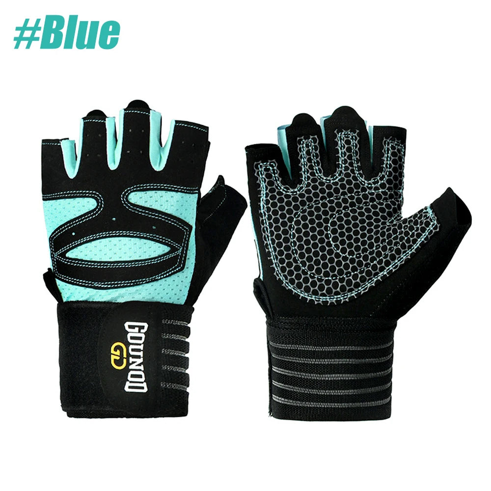 1 paire de gants d'entraînement pour hommes et femmes, gants de musculation rembourrés avec Support d'enveloppe, Protection complète du paume, poignée pour salle de sport Tr