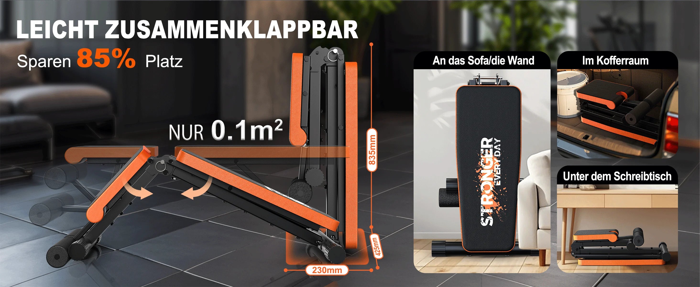 Banc de musculation pliable et réglable, banc d'entraînement multifonctionnel pour la maison avec une capacité de charge de 400 kg, banc incliné 4 en 1 (A200)