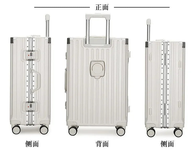 2025 nouvelle valise multifonction avec chargement USB cadre en aluminium + valise PC cabine de voyage porte-monnaie mâle et femelle 28/30 pouces 캐