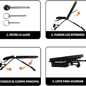 Banc de musculation noir réglable pliable abdominal multifonctionnel gymnase entraînement à domicile