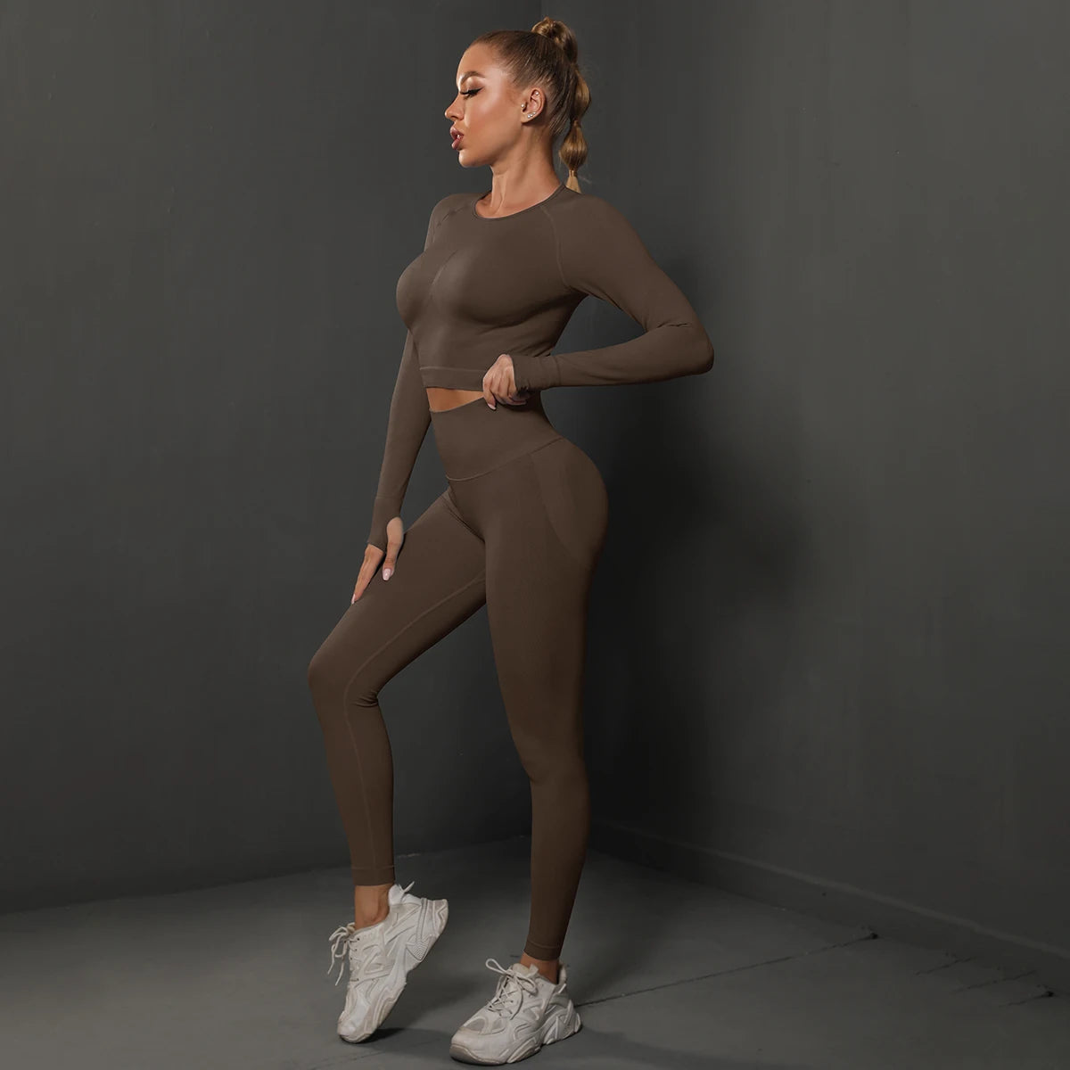 Ensemble de Yoga sans couture, haut court, Leggings taille haute, costumes pour femmes, vêtements d'entraînement de haute qualité, Fitness, ensemble deux pièces pour femmes
