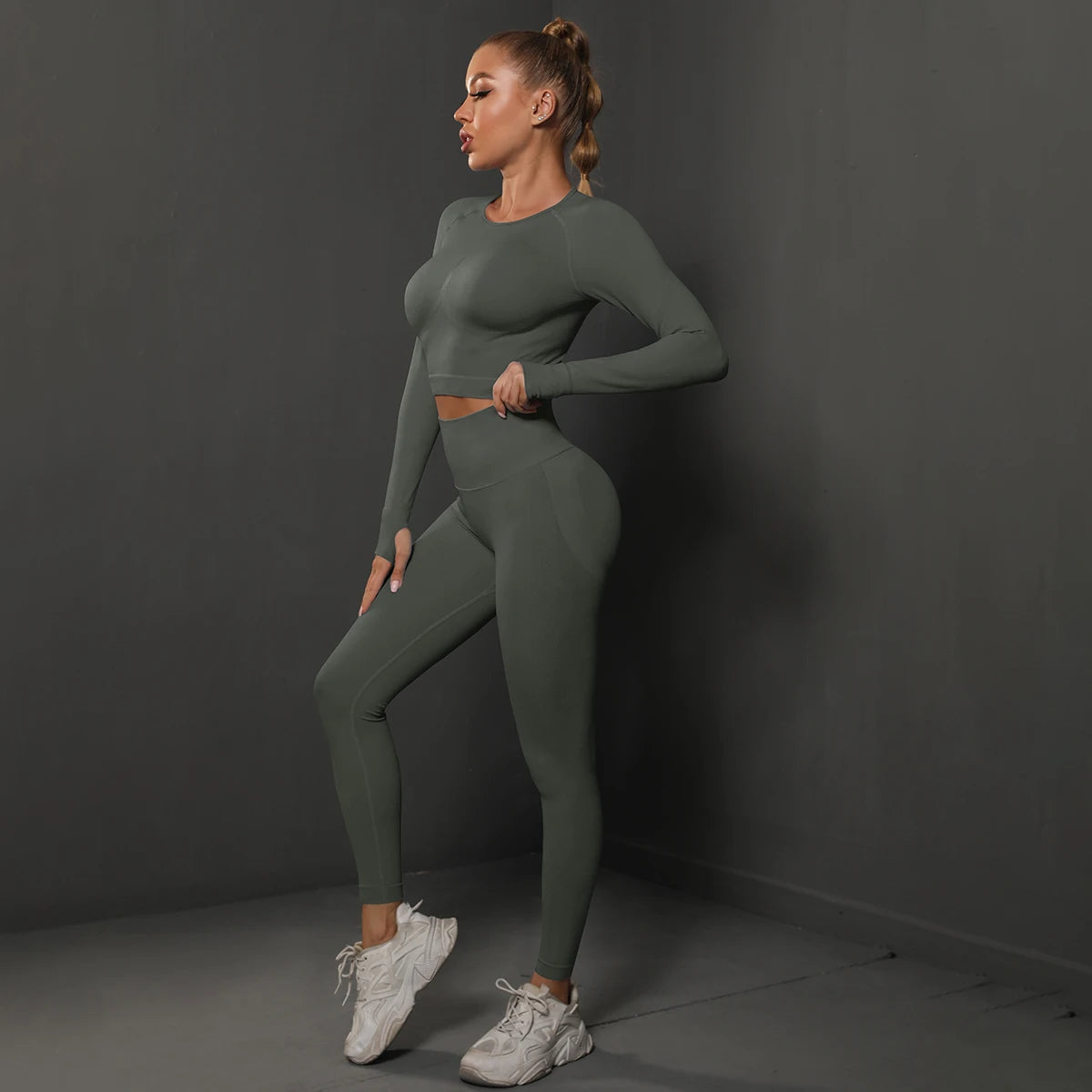 Ensemble de Yoga sans couture, haut court, Leggings taille haute, costumes pour femmes, vêtements d'entraînement de haute qualité, Fitness, ensemble deux pièces pour femmes