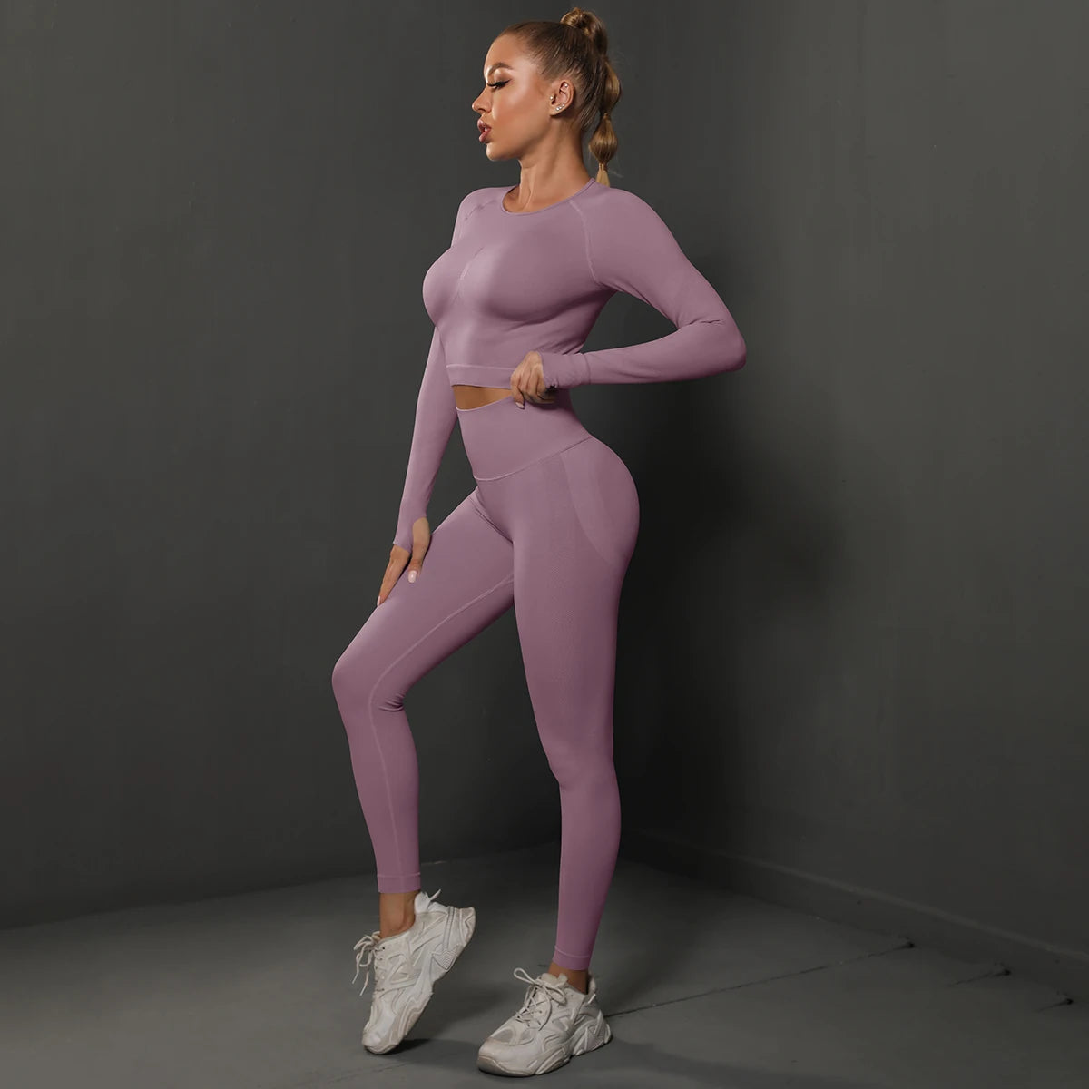 Ensemble de Yoga sans couture, haut court, Leggings taille haute, costumes pour femmes, vêtements d'entraînement de haute qualité, Fitness, ensemble deux pièces pour femmes
