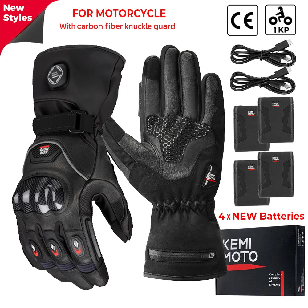 KEMIMOTO ski gants chauffants hiver gants chauffants pour motoneige chaud imperméable Rechargeable chauffage thermique Moto gants