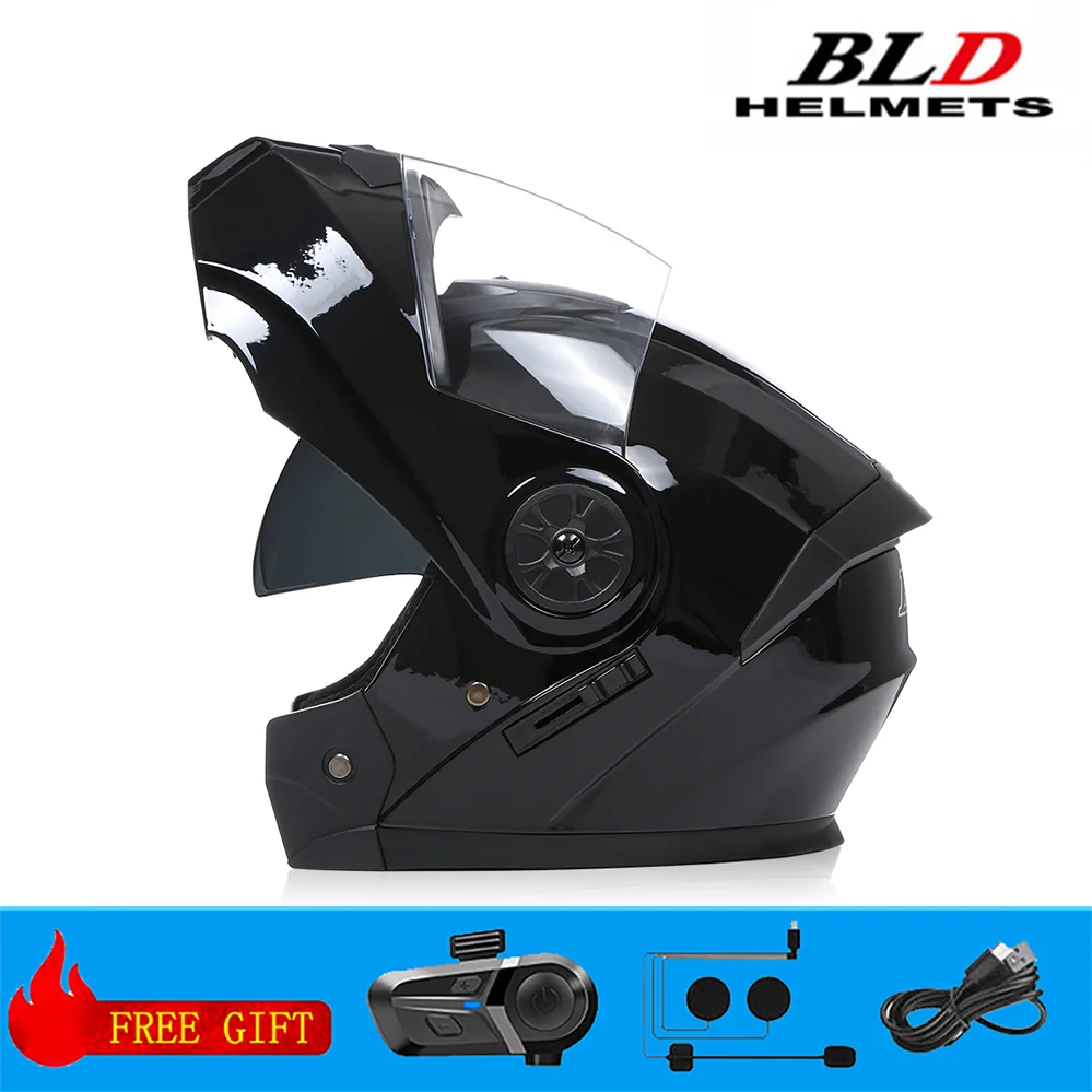 BLD Casque modulaire de moto rabattable Design intégral double visière antibuée léger durable matériau ABS Moto Racing Street