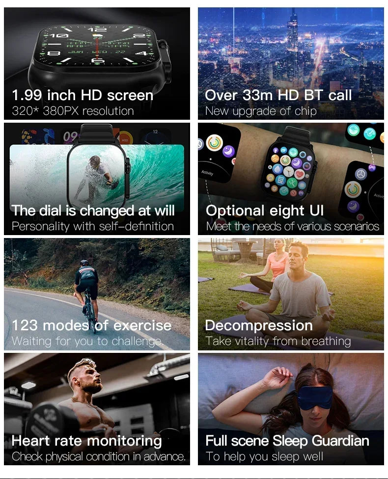 Nouveau Smartwatch hommes 49mm série 8 2.3 "AMOLED écran NFC boussole étanche pour Apple montre IWO Ultra 8 montres intelligentes 2025 Android