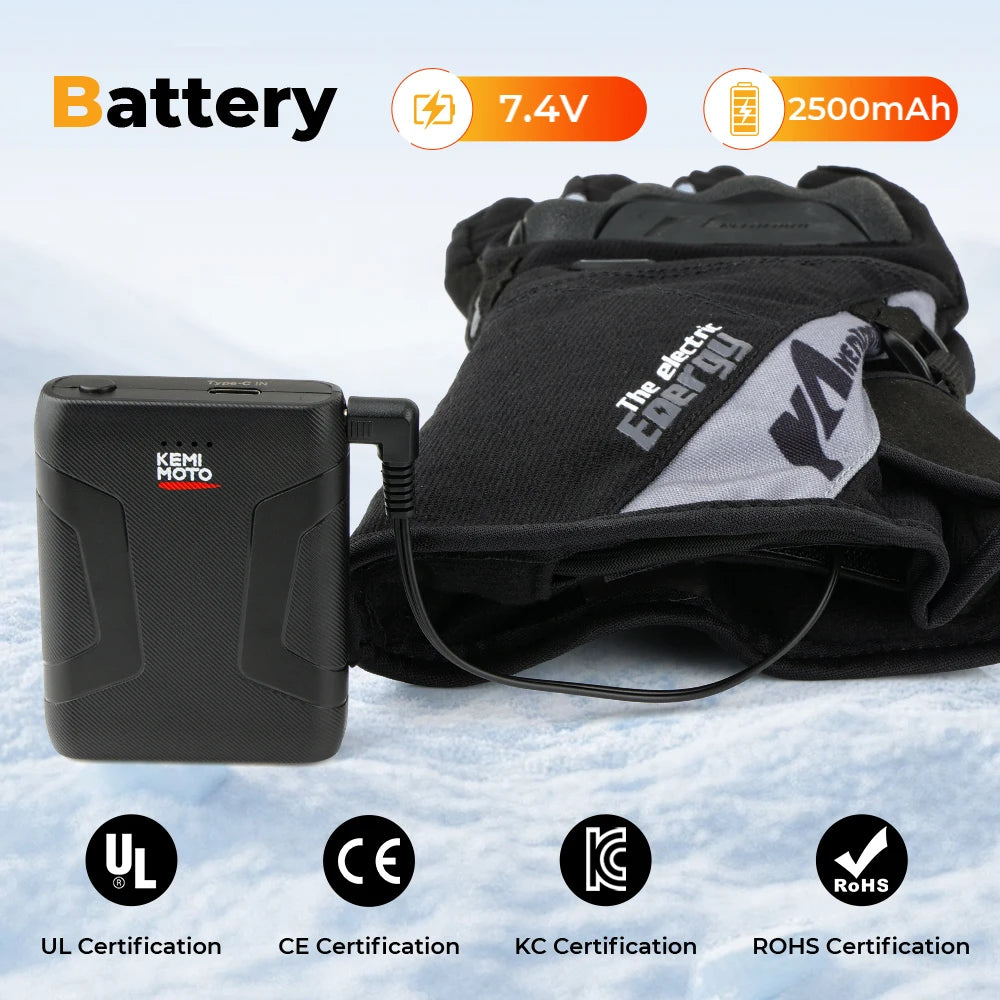 KEMIMOTO ski gants chauffants hiver gants chauffants pour motoneige chaud imperméable Rechargeable chauffage thermique Moto gants