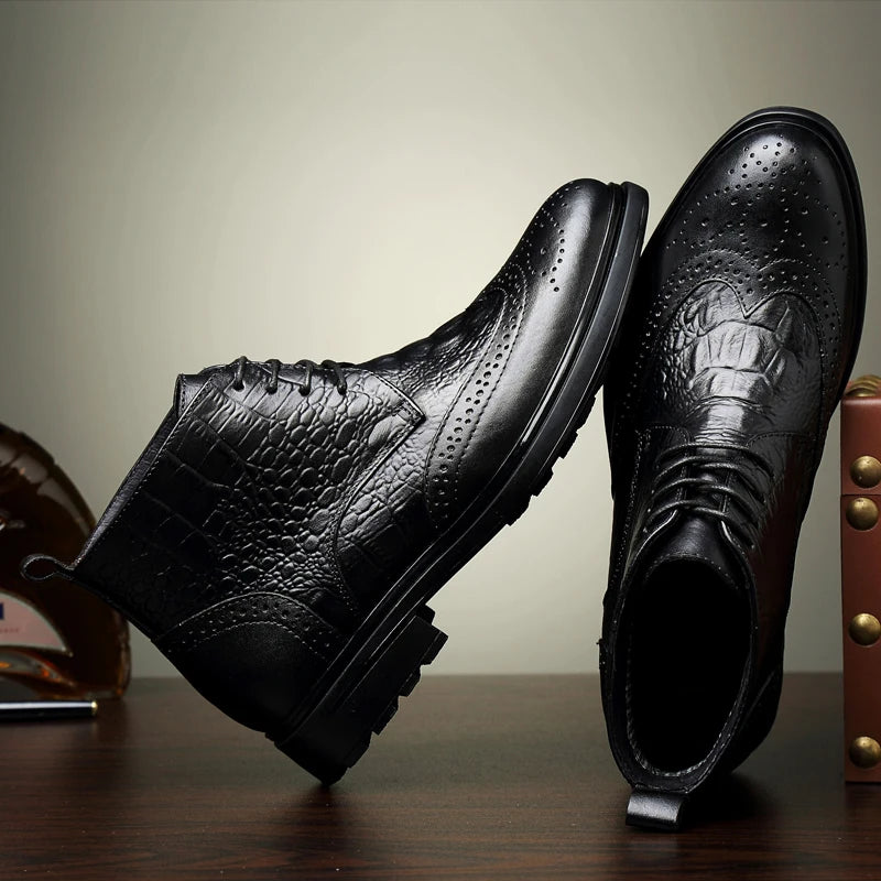 Bottes de style britannique en cuir véritable pour hommes, bottes de rinçage élégantes, mode, chaussures de marche hautes, nouveau design, bottes de moto