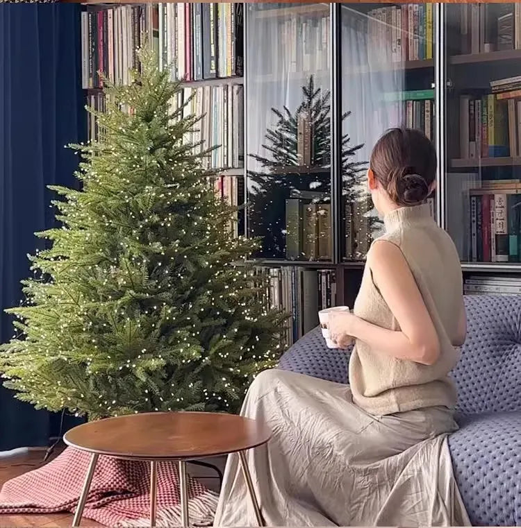 Arbre de noël PE de qualité supérieure, décor de vacances de luxe pour la maison, grand affichage festif scintillant, décoration d'ambiance d'arbre de noël, 2025