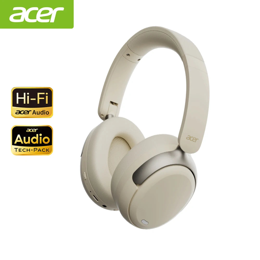 Acer OHR516 ANC casque sans fil 48dB suppression du bruit hi-res Audio spatial écouteur avec LDAC Bluetooth 5.4 sur l'oreille casque