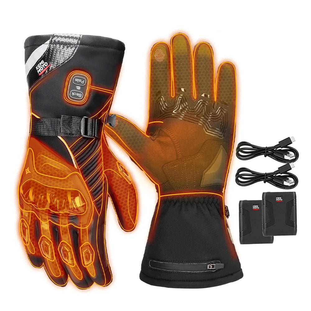 KEMIMOTO ski gants chauffants hiver gants chauffants pour motoneige chaud imperméable Rechargeable chauffage thermique Moto gants