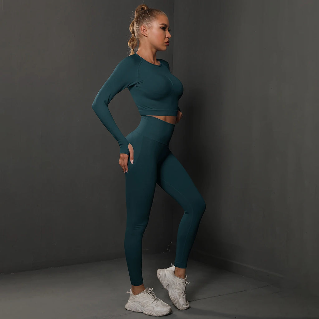 Ensemble de Yoga sans couture, haut court, Leggings taille haute, costumes pour femmes, vêtements d'entraînement de haute qualité, Fitness, ensemble deux pièces pour femmes