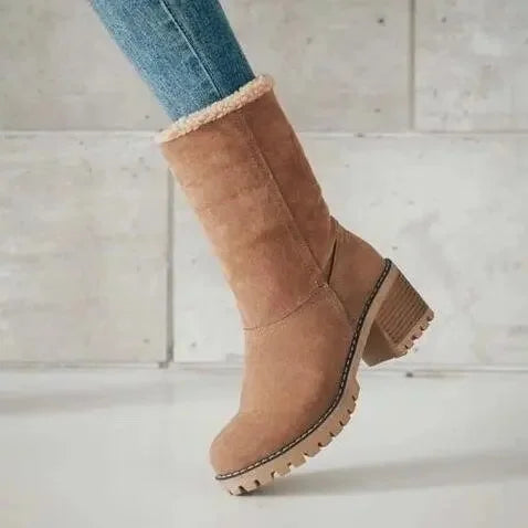 Bottes de neige doublées en polaire mi-mollet pour femmes, taille 43, Style Wish, bottes en coton confortables améliorées en caoutchouc pour l'automne et l'hiver