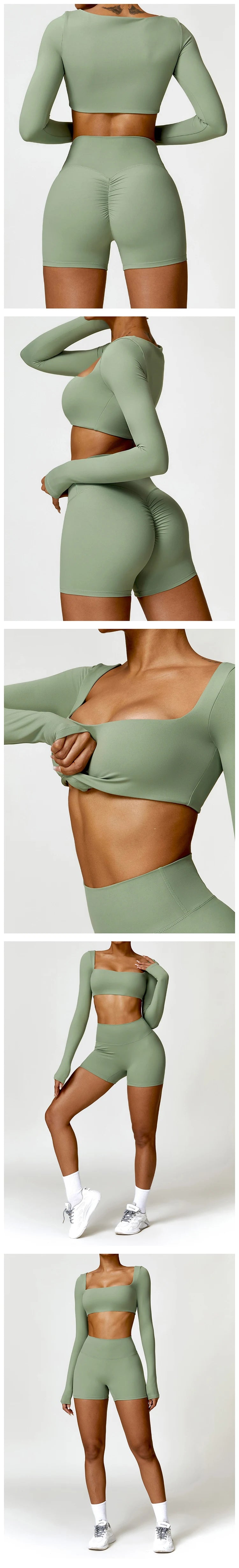 Costume de Yoga 2 pièces vêtements de Sport ensemble de Sport femmes survêtements vêtements de Sport soutien-gorge de Sport Fitness haut à manches longues entraînement Legging ensemble de Yoga