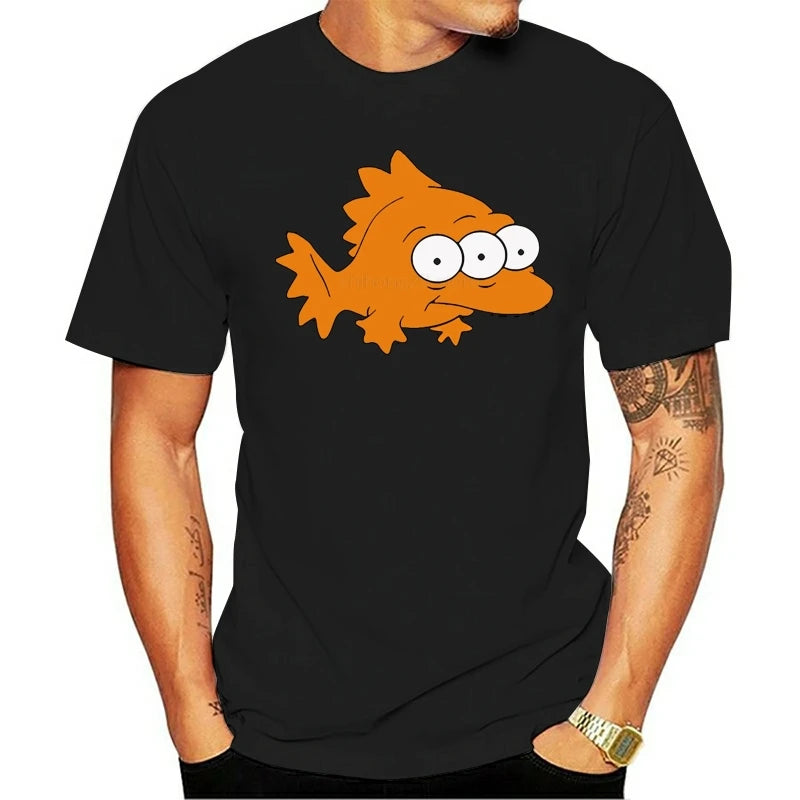 Bande dessinée Blinky T-Shirt Nerd parodie trois yeux monstre poisson t-shirts hommes Camiseta Hombre drôle Alien poisson chemise variante poisson T-Shirt
