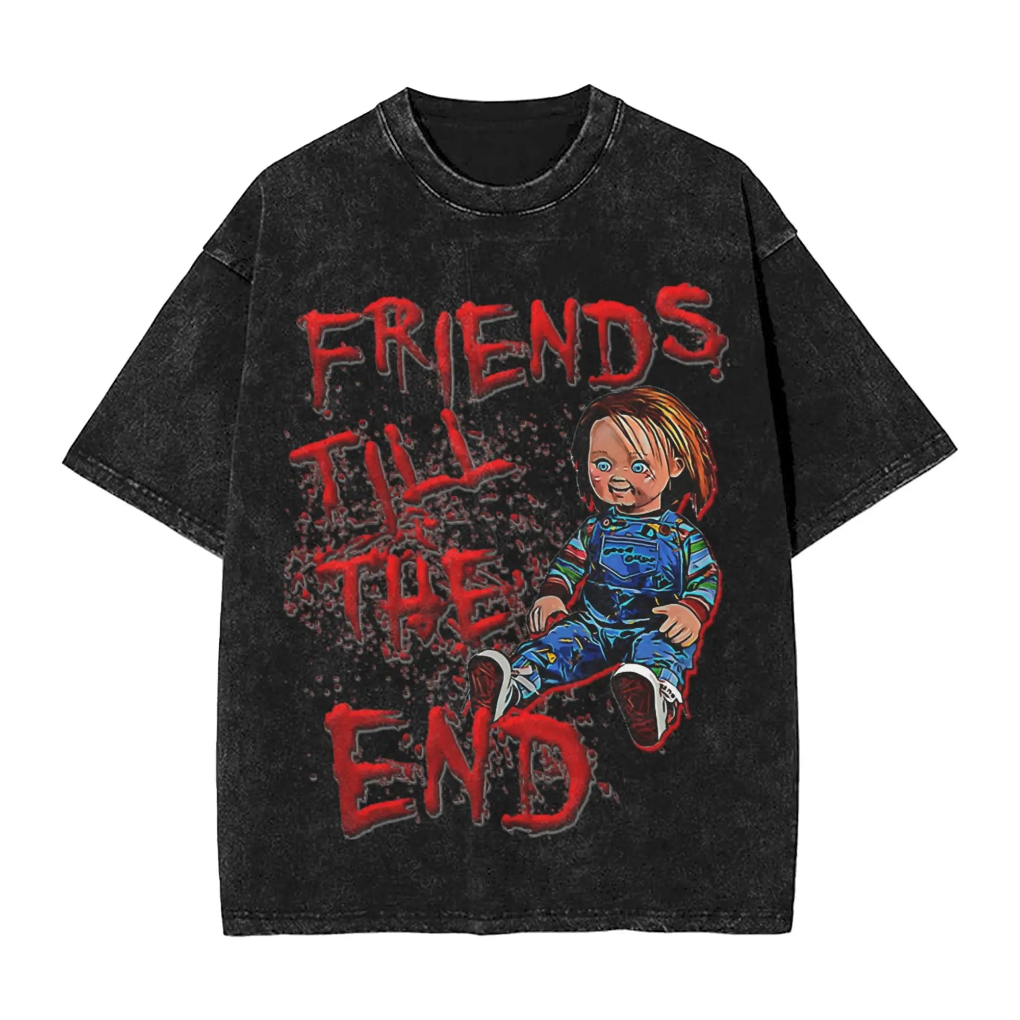 Childs Play Chucky et Tiffany objectifs de relation t-shirts pour hommes t-shirts délavés à manches courtes col rond T-Shirt 100% couverture en coton