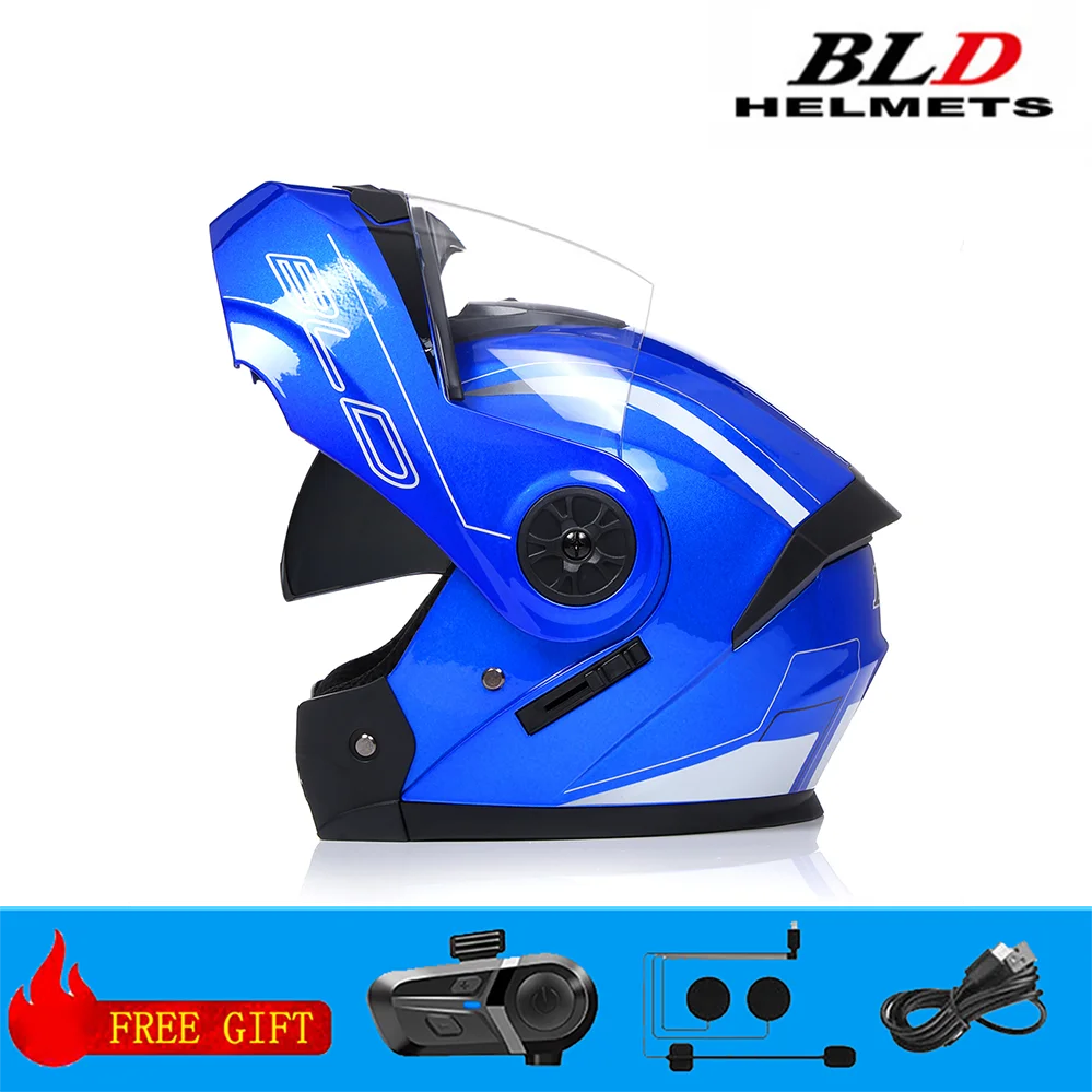 BLD Casque modulaire de moto rabattable Design intégral double visière antibuée léger durable matériau ABS Moto Racing Street