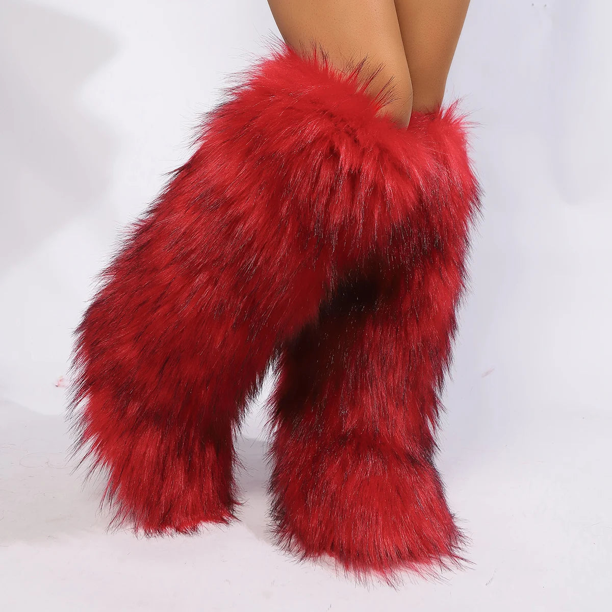 Bottes hautes au-dessus du genou pour femmes, fourrure de renard, bottes de neige en cachemire, bottes de jambe chaudes, l'offre elles coordonnantes, hiver, nouveau