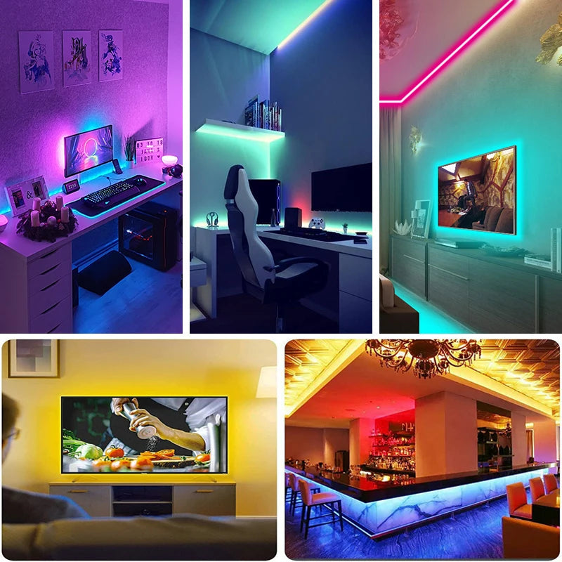 Bande lumineuse Led avec télécommande à 44 touches, 1m, 5m, 10m, 20m, RGB, pour salle murale, maison, chambre à coucher, décor de fête, rétro-éclairage TV
