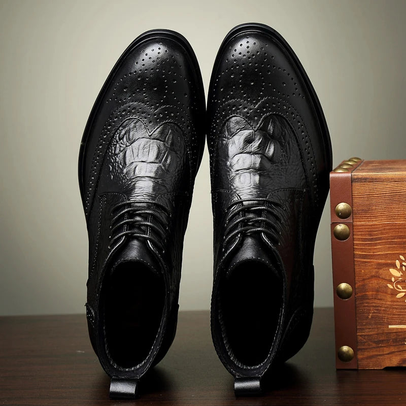 Bottes de style britannique en cuir véritable pour hommes, bottes de rinçage élégantes, mode, chaussures de marche hautes, nouveau design, bottes de moto