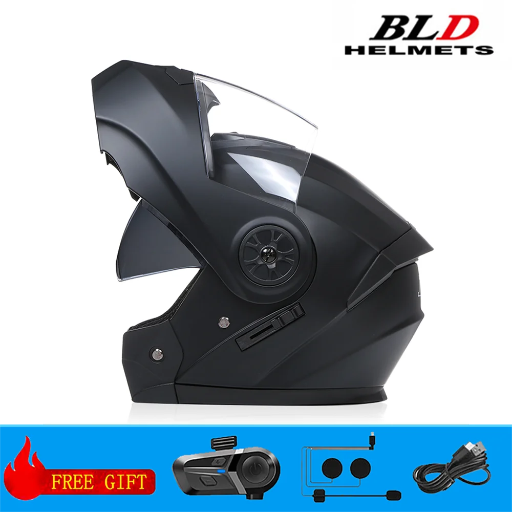 BLD Casque modulaire de moto rabattable Design intégral double visière antibuée léger durable matériau ABS Moto Racing Street