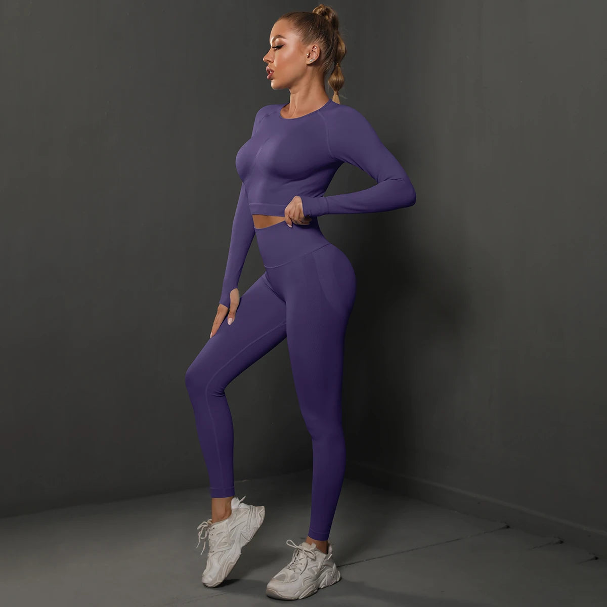 Ensemble de Yoga sans couture, haut court, Leggings taille haute, costumes pour femmes, vêtements d'entraînement de haute qualité, Fitness, ensemble deux pièces pour femmes