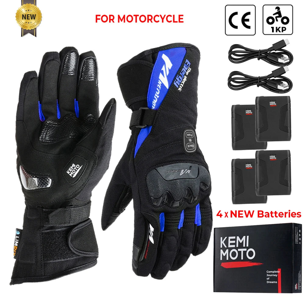 KEMIMOTO ski gants chauffants hiver gants chauffants pour motoneige chaud imperméable Rechargeable chauffage thermique Moto gants