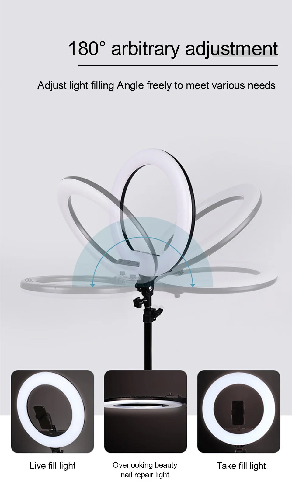 26cm Photo Ringlight Led Selfie anneau lumière téléphone télécommande lampe photographie éclairage avec trépied support Youtube vidéo